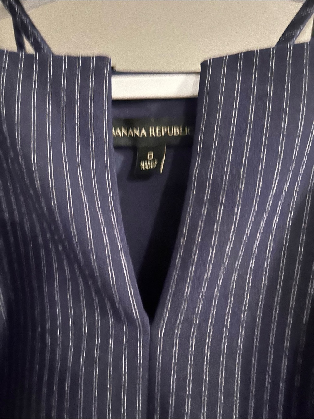 Banana Republic Side-zip Peplum Navy Pinstripe Tank - Picture 4 of 4